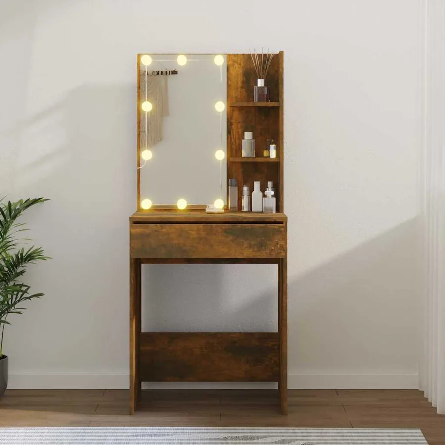 Coiffeuse avec LED Chêne fumé 60x40x140 cm - 13
