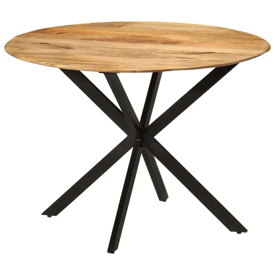 Table à dîner Ø110x78 cm Bois de manguier massif et acier - 9