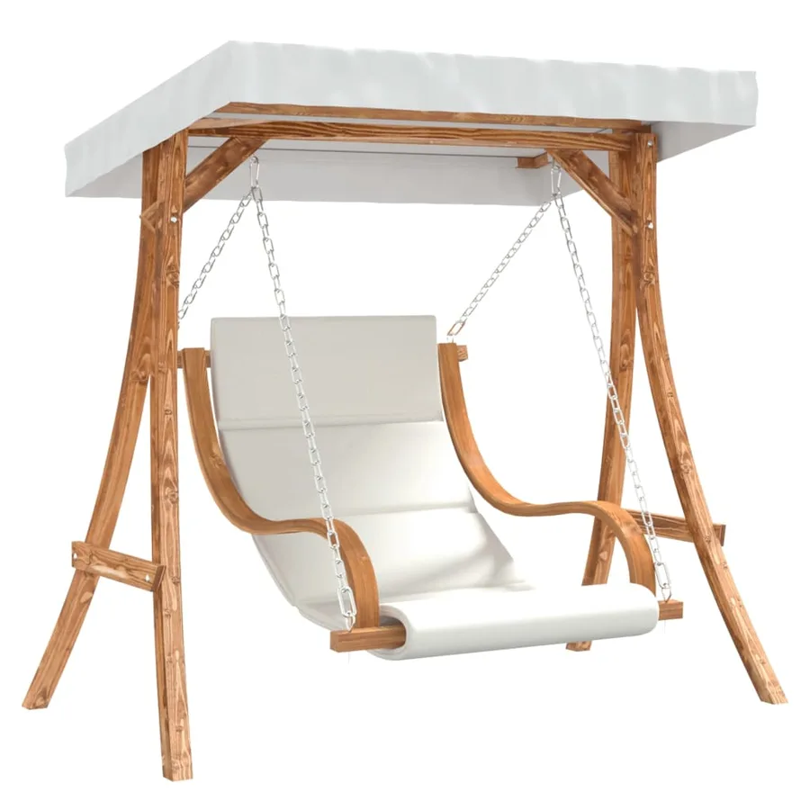 Chaise balançoire avec coussin et auvent bois massif d'épicéa - 2
