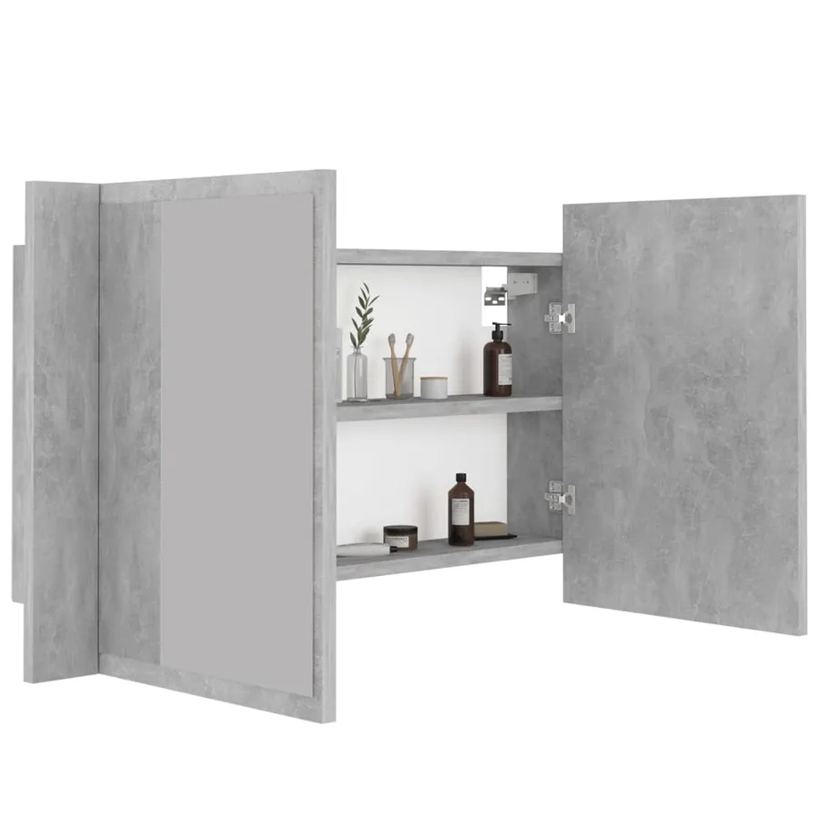 Armoire de salle de bain à miroir LED Gris béton Acrylique - 7
