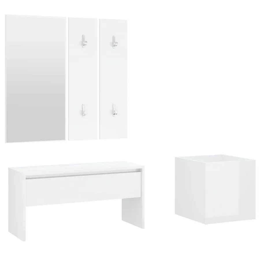 Ensemble de meubles de couloir Blanc brillant Bois d'ingénierie - 2