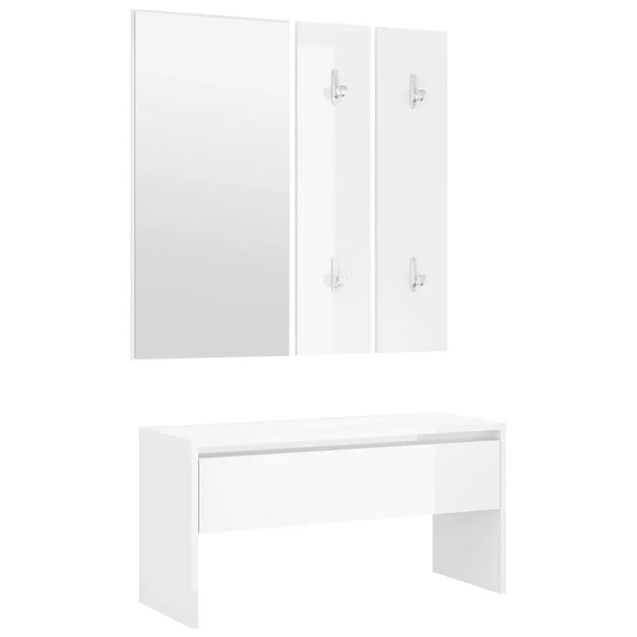 Ensemble de meubles de couloir Blanc brillant Bois d'ingénierie - 6