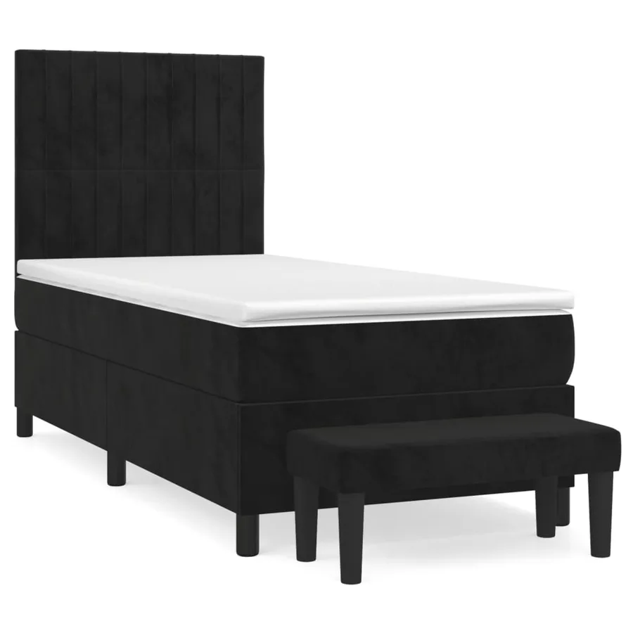 Sommier à lattes de lit avec matelas Noir 90x200 cm Velours - 2