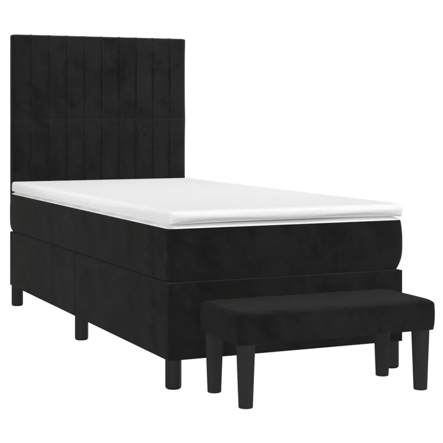 Sommier à lattes de lit avec matelas Noir 90x200 cm Velours - 3