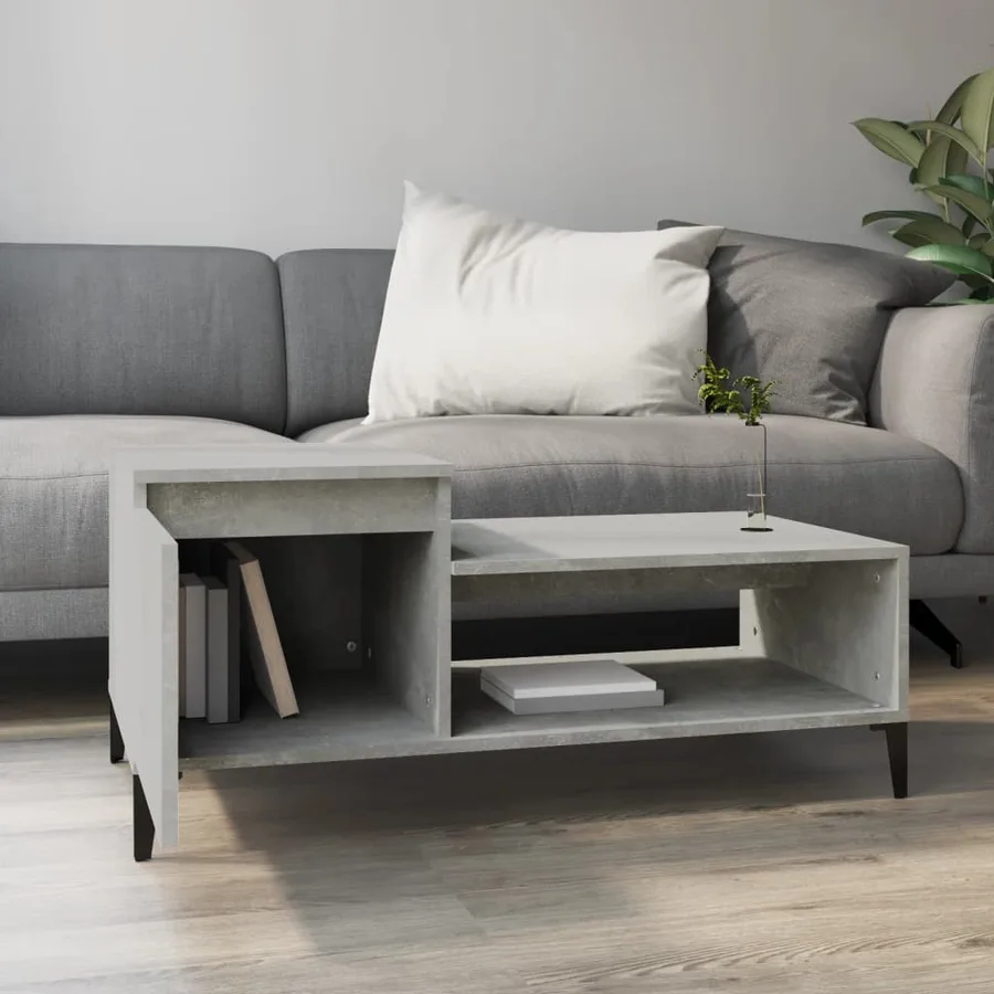 Table basse Gris béton 100x50x45 cm Bois d'ingénierie - 3