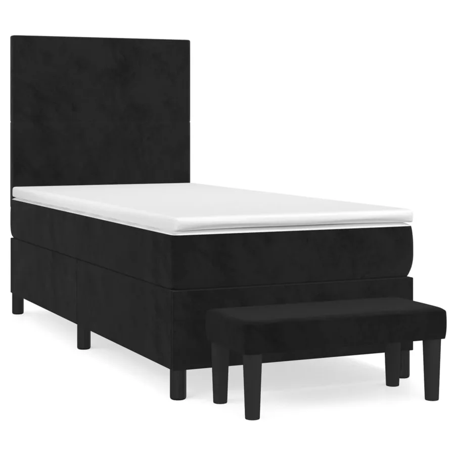 Sommier à lattes de lit avec matelas Noir 100x200 cm Velours - 2