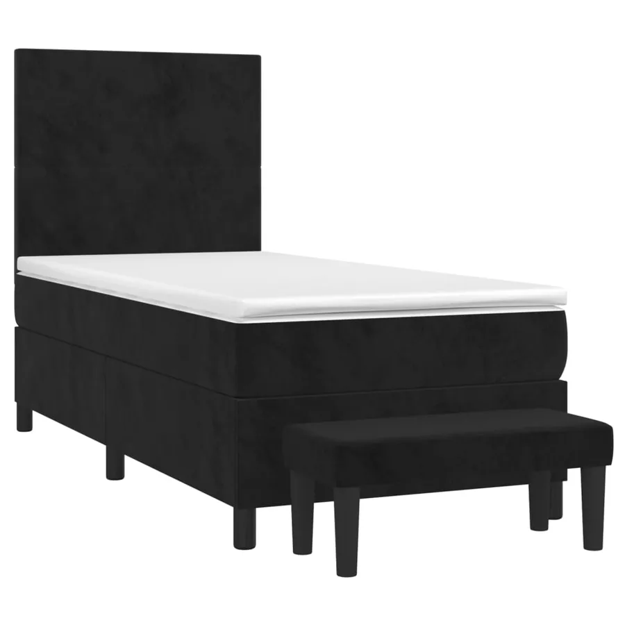 Sommier à lattes de lit avec matelas Noir 100x200 cm Velours - 3