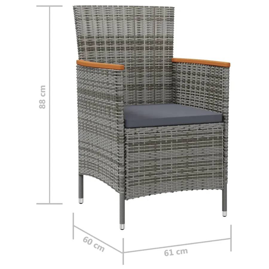 Chaises à manger de jardin lot de 2 Résine tressée Gris - 7