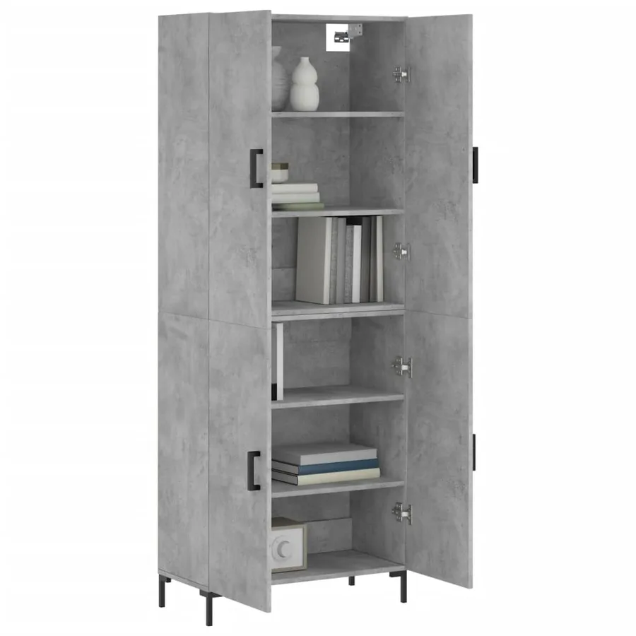 Buffet haut Gris béton 69,5x34x180 cm Bois d'ingénierie - 3