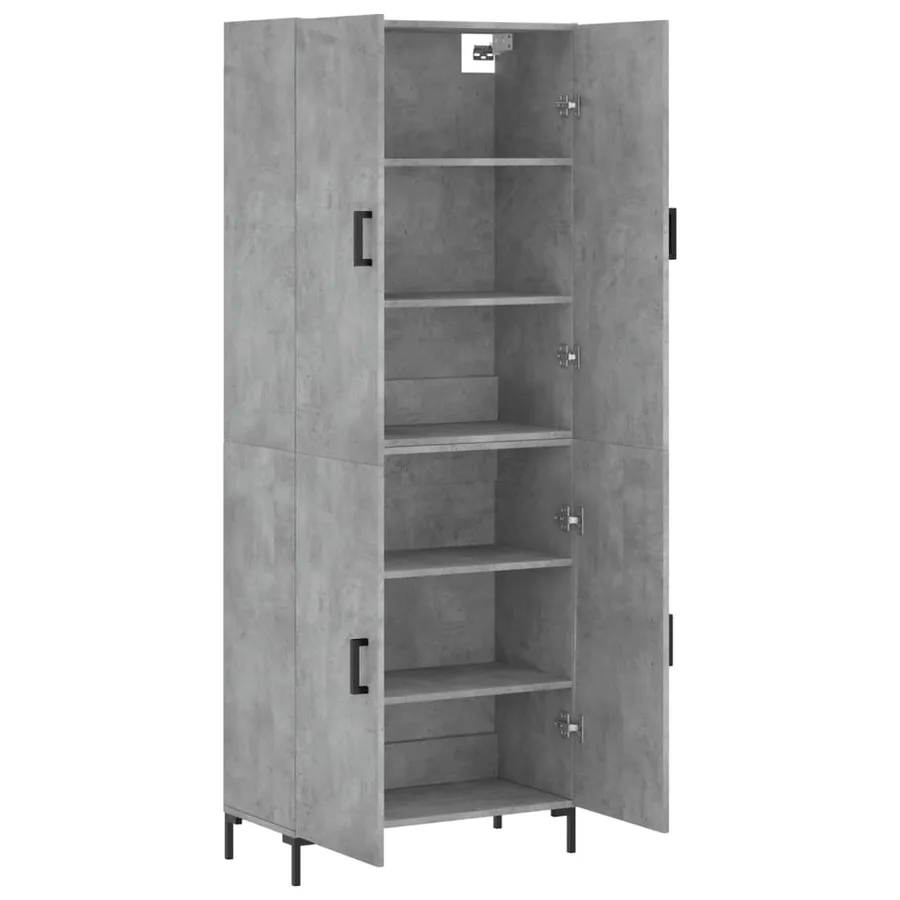 Buffet haut Gris béton 69,5x34x180 cm Bois d'ingénierie - 4