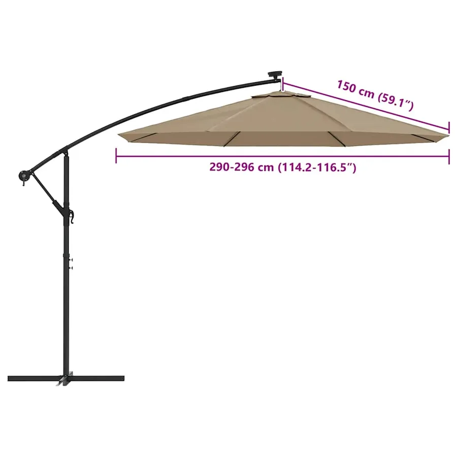 Tissu de remplacement pour parasol déporté taupe 300 cm - 8
