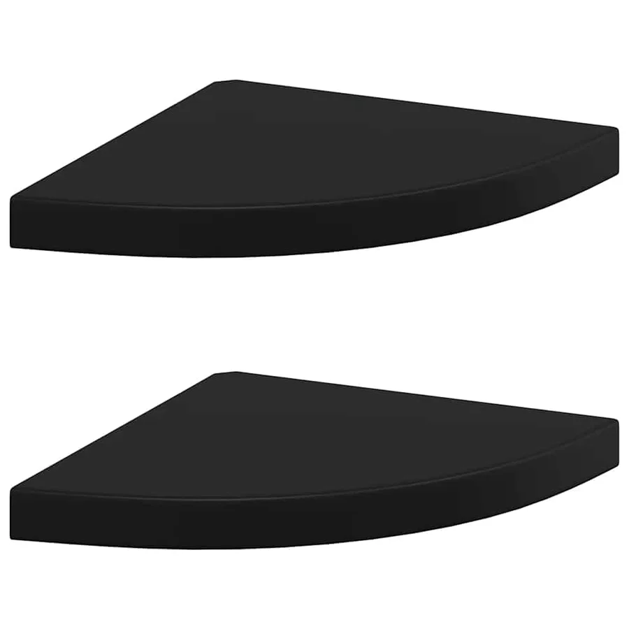 Étagères d'angle flottantes 2 pcs noir 35x35x3,8 cm MDF - 2