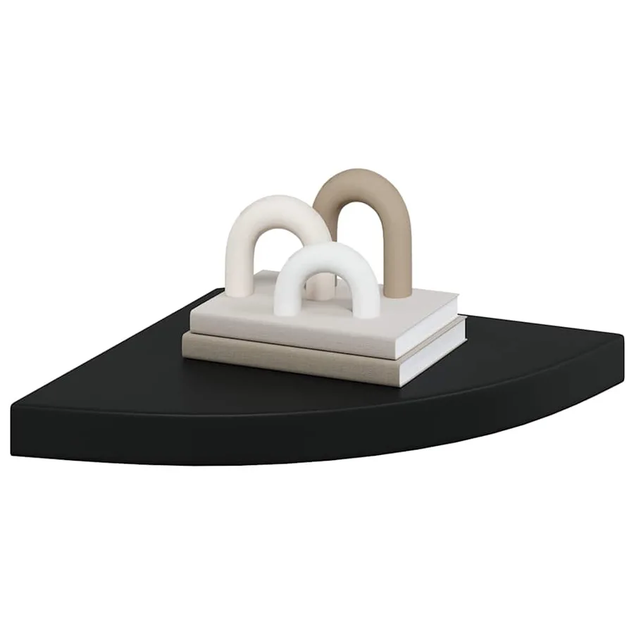 Étagères d'angle flottantes 2 pcs noir 35x35x3,8 cm MDF - 4