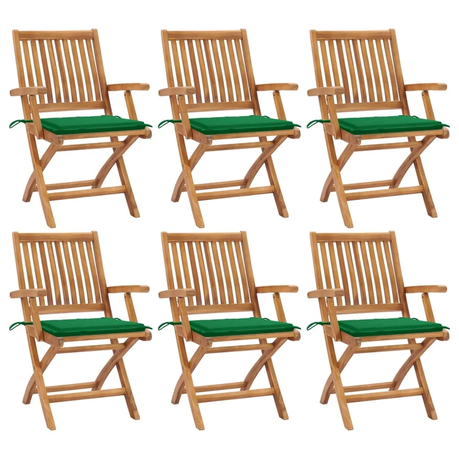 Chaises pliables de jardin avec coussins lot de 6 Bois de teck - 23