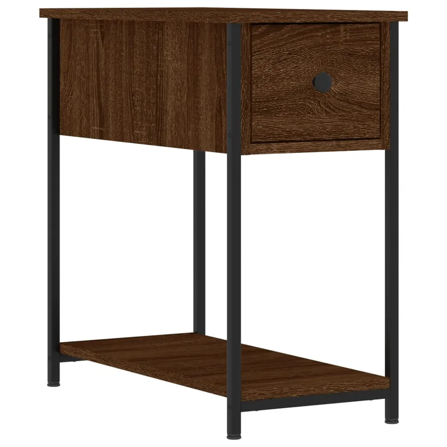 Table de chevet chêne marron 30x60x60 cm bois d'ingénierie - 2