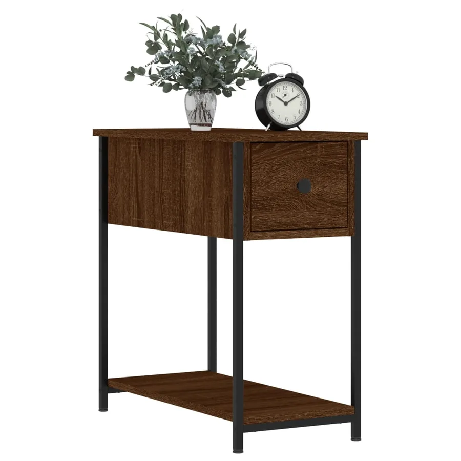 Table de chevet chêne marron 30x60x60 cm bois d'ingénierie - 3