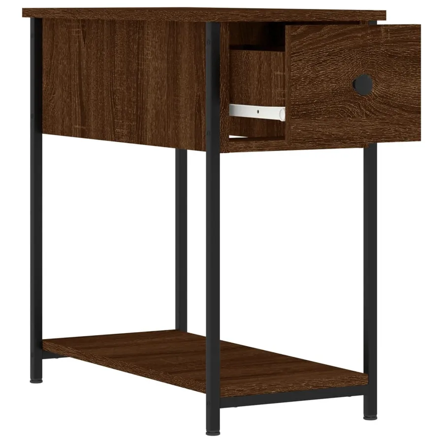 Table de chevet chêne marron 30x60x60 cm bois d'ingénierie - 6