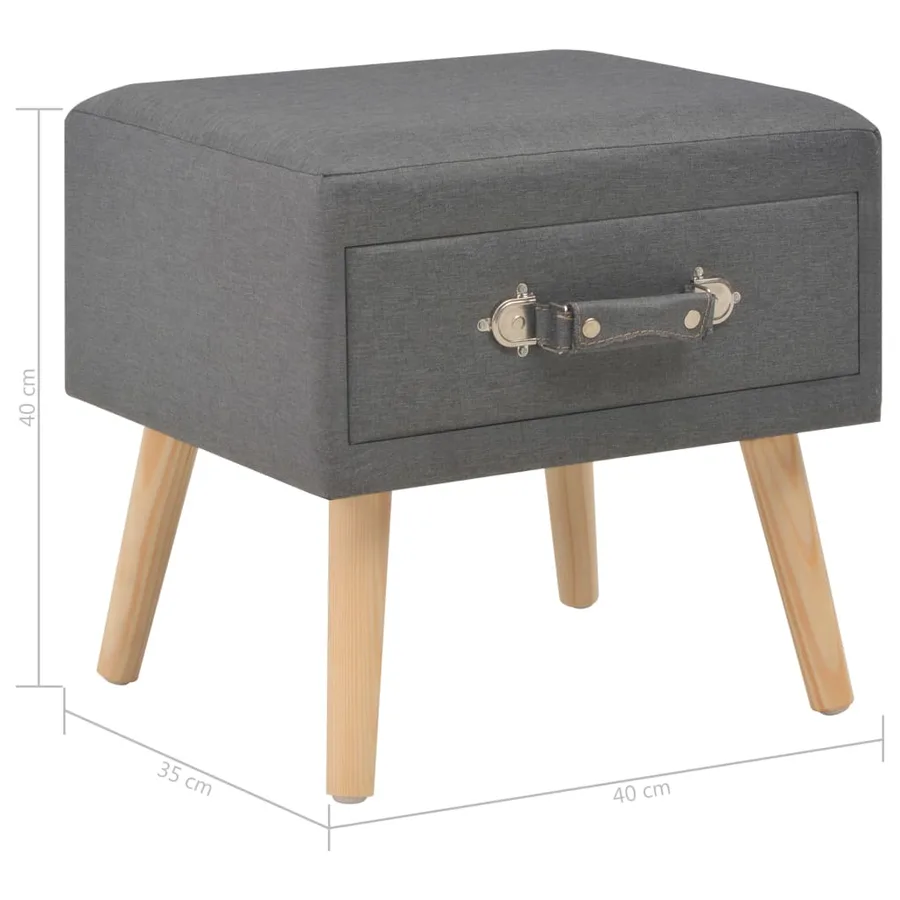Table de chevet Gris foncé 40x35x40 cm Tissu - 8