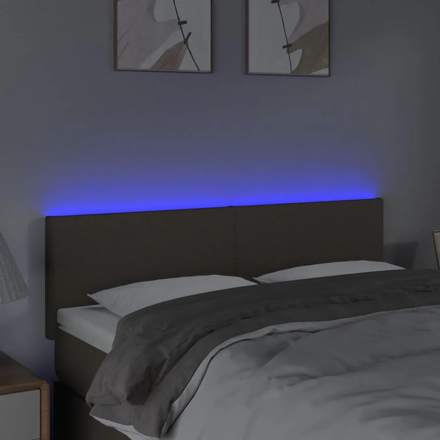 Tête de lit à LED Taupe 144x5x78/88 cm Tissu - 3