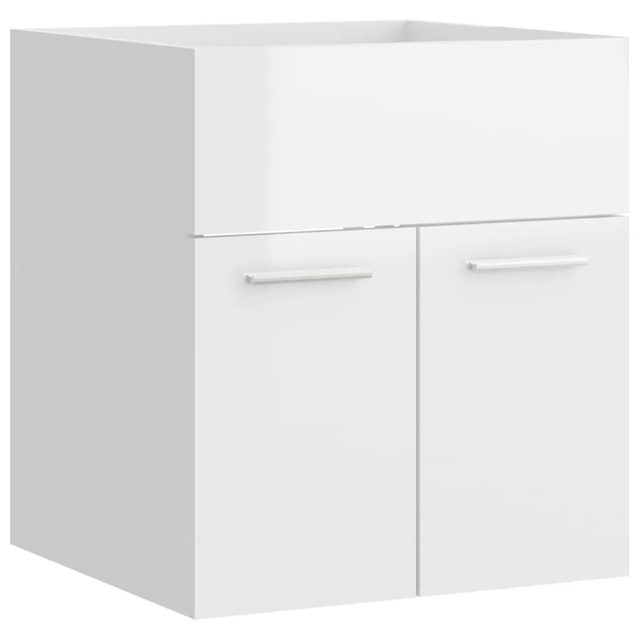 Armoire d'évier Blanc brillant 41x38,5x46 cm Bois d’ingénierie - 2