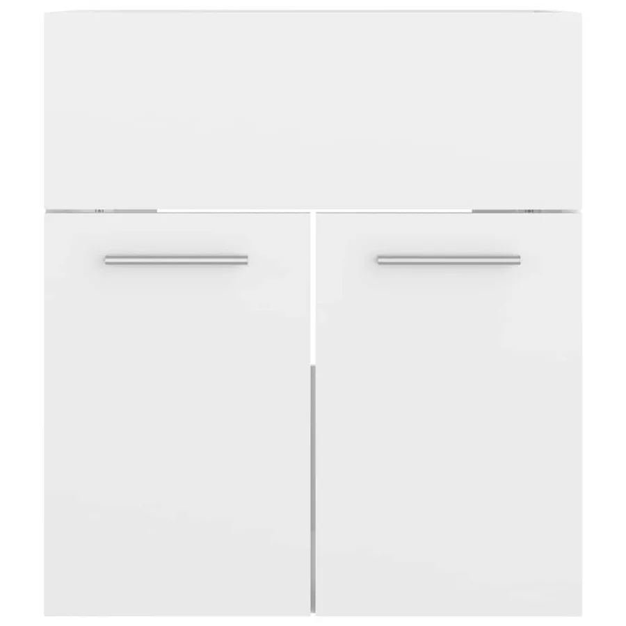 Armoire d'évier Blanc brillant 41x38,5x46 cm Bois d’ingénierie - 3