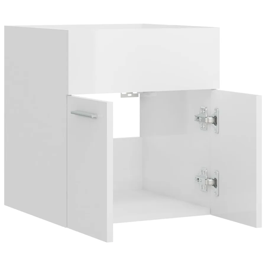 Armoire d'évier Blanc brillant 41x38,5x46 cm Bois d’ingénierie - 5
