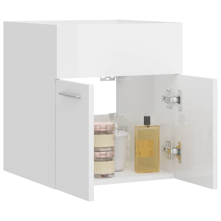 Armoire d'évier Blanc brillant 41x38,5x46 cm Bois d’ingénierie - 6