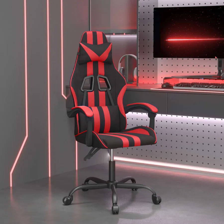 Chaise de jeu pivotante Noir et rouge Similicuir