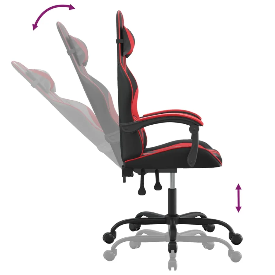 Chaise de jeu pivotante Noir et rouge Similicuir - 10