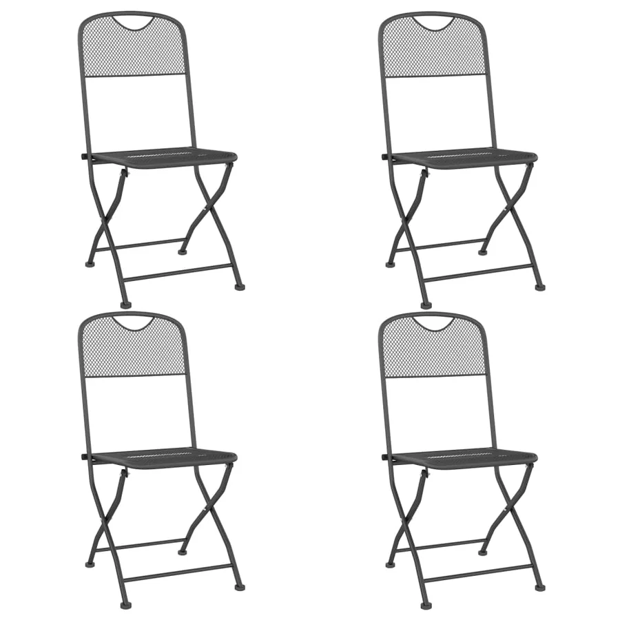 Chaises pliables jardin lot de 4 Maille métallique Anthracite - 2