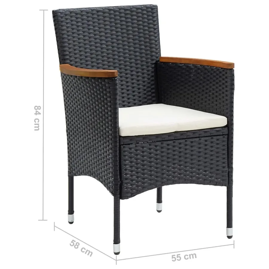 Ensemble à manger de jardin coussins 9pcs Résine tressée Noir - 11