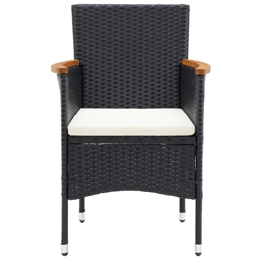 Ensemble à manger de jardin coussins 9pcs Résine tressée Noir - 6