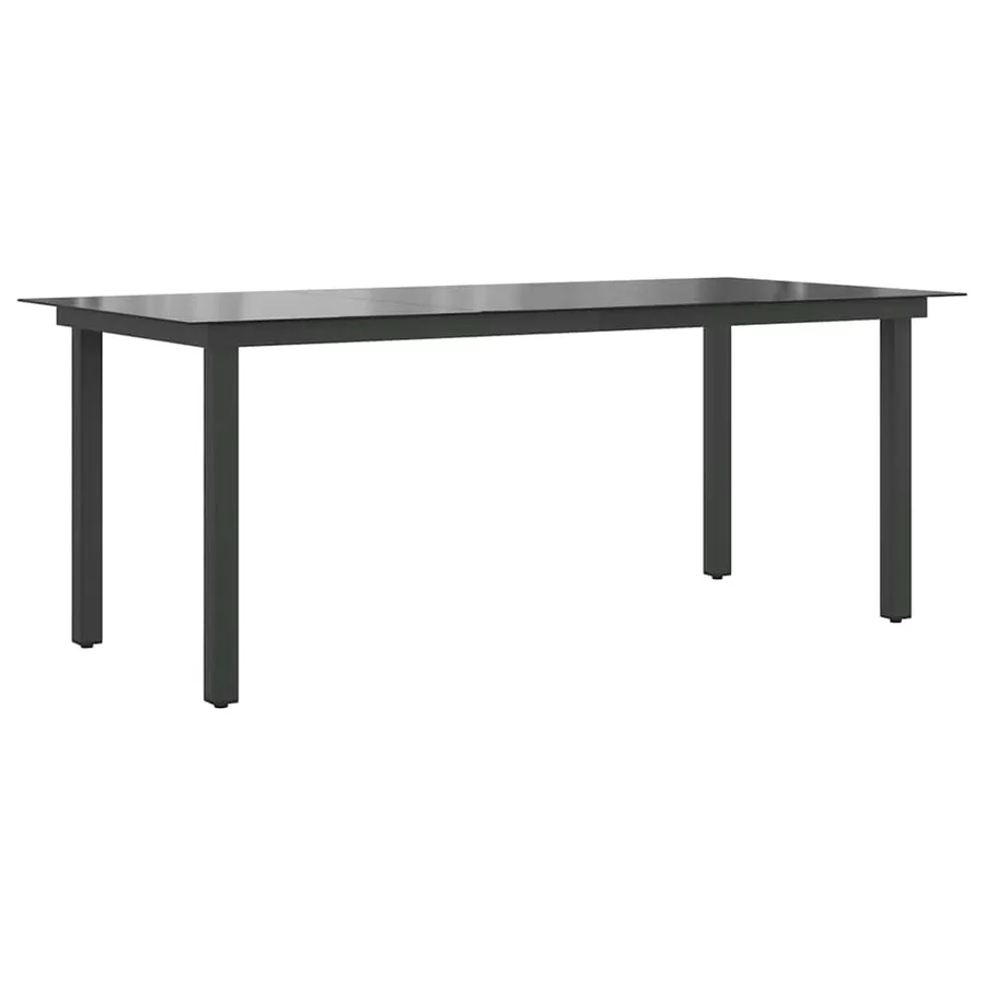 Table de jardin Noir 190x90x74 cm Aluminium et verre - 2