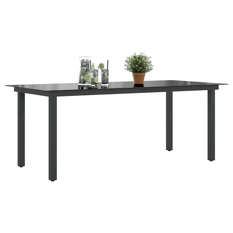 Table de jardin Noir 190x90x74 cm Aluminium et verre - 4