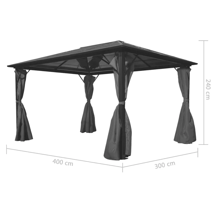 Chapiteau avec rideau Anthracite Aluminium 400 x 300 cm - 5