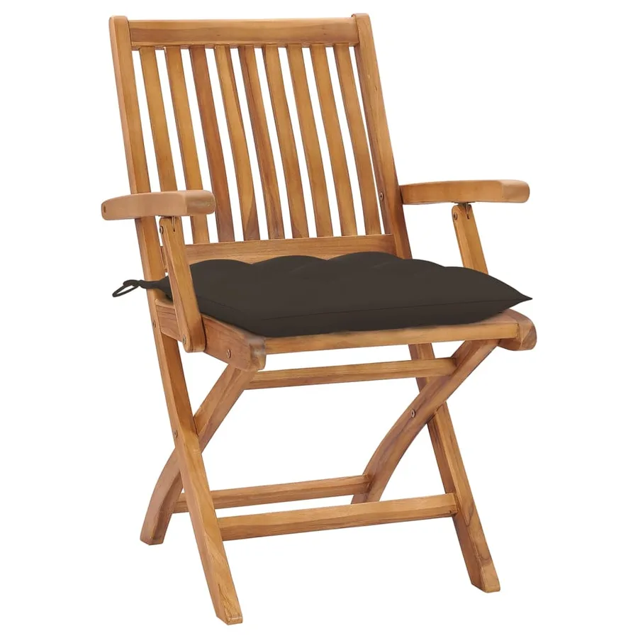 Chaises pliables de jardin avec coussins lot de 4 Teck solide - 2
