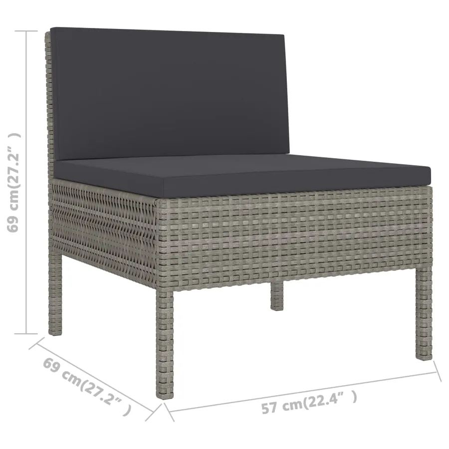 Salon de jardin 10 pcs avec coussins Résine tressée Gris - 5