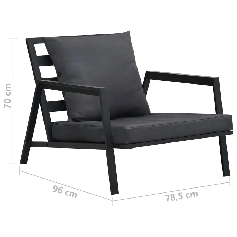 Salon de jardin 4 pcs avec coussins Aluminium Gris foncé - 14