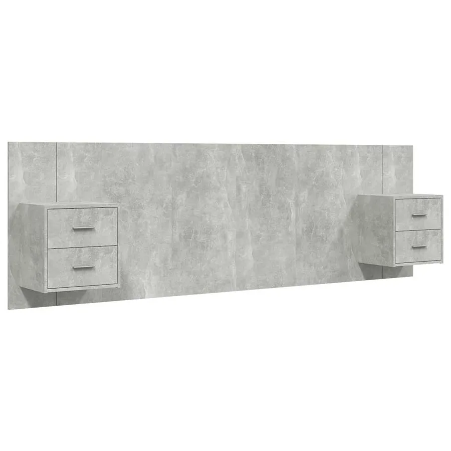 Tête de lit avec armoires Gris béton Bois d'ingénierie - 2