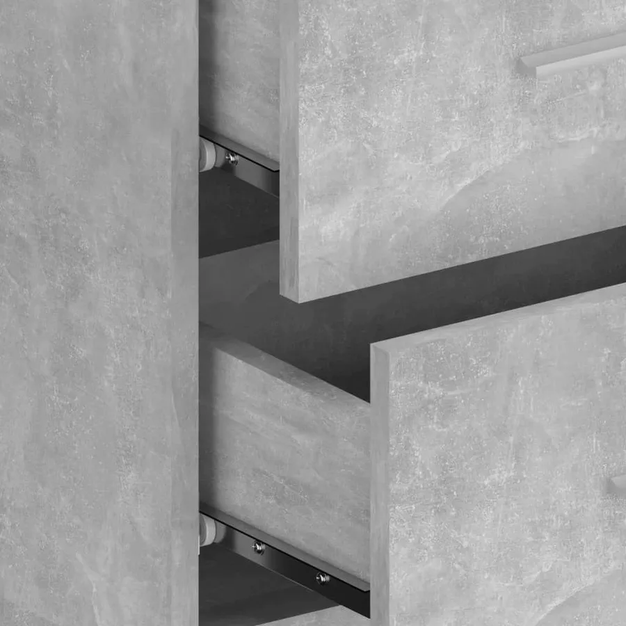 Tête de lit avec armoires Gris béton Bois d'ingénierie - 6