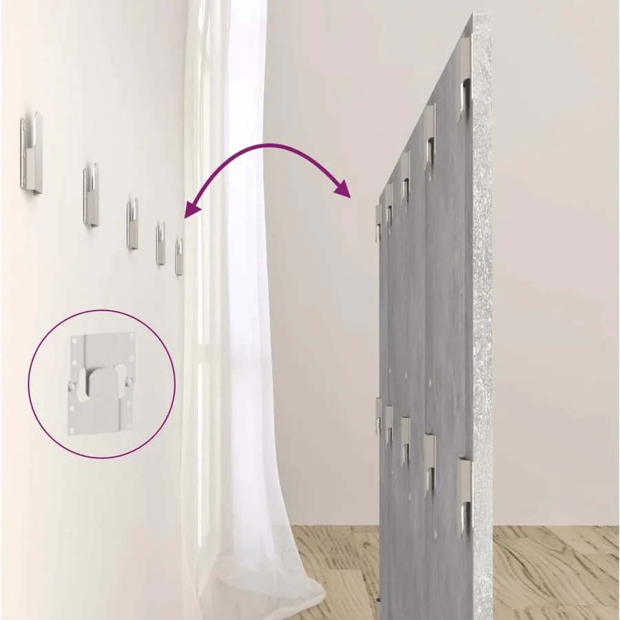 Tête de lit avec armoires Gris béton Bois d'ingénierie - 8