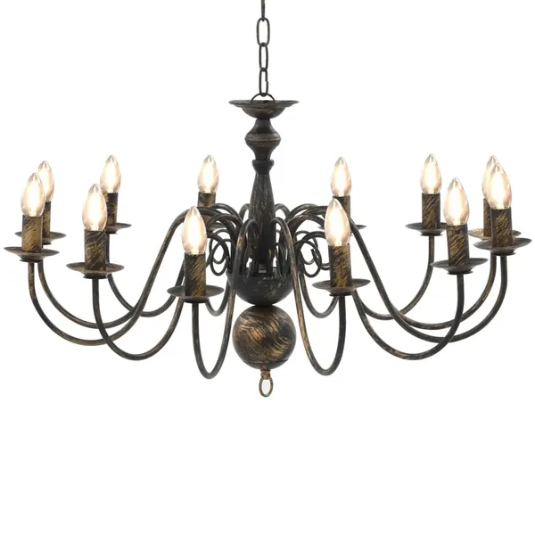 Lustre Noir antique 12 ampoules E14