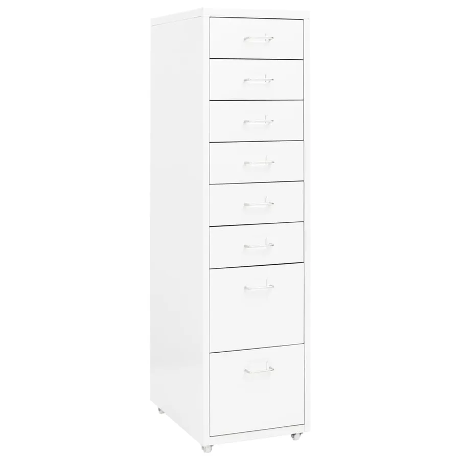 Classeur mobile Blanc 28x41x109 cm Métal