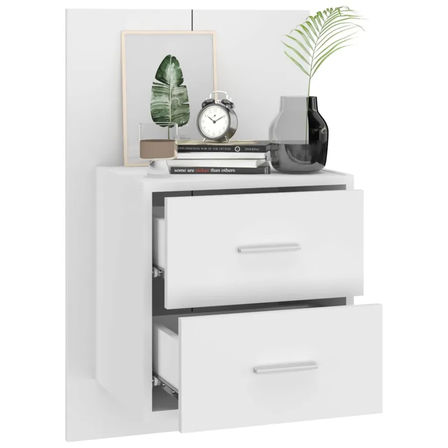 Tables de chevet murales 2 pcs Blanc - 8