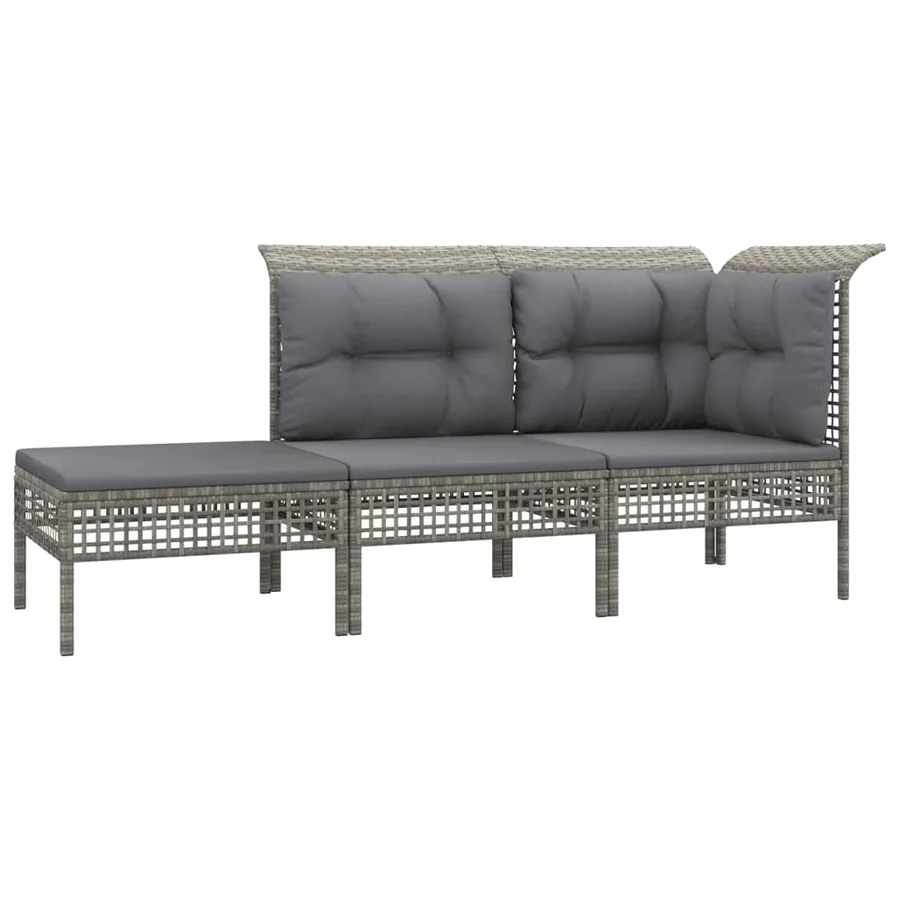 Salon de jardin 8 pcs avec coussins Gris Résine tressée - 4