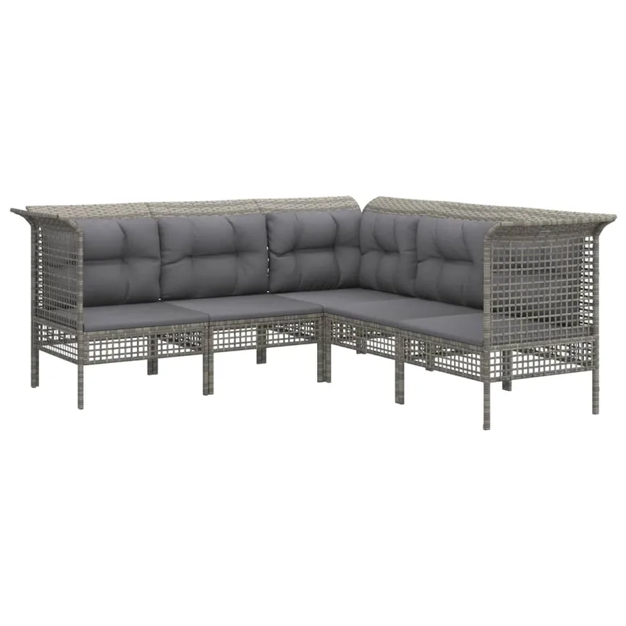 Salon de jardin 8 pcs avec coussins Gris Résine tressée - 5