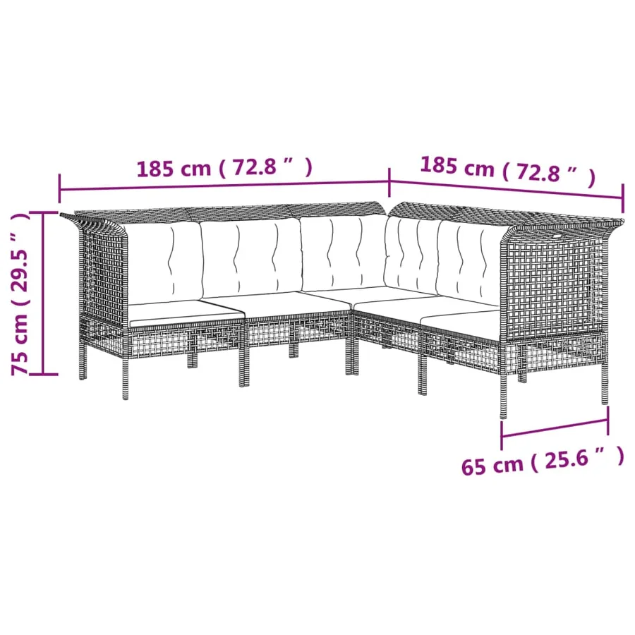 Salon de jardin 8 pcs avec coussins Gris Résine tressée - 7