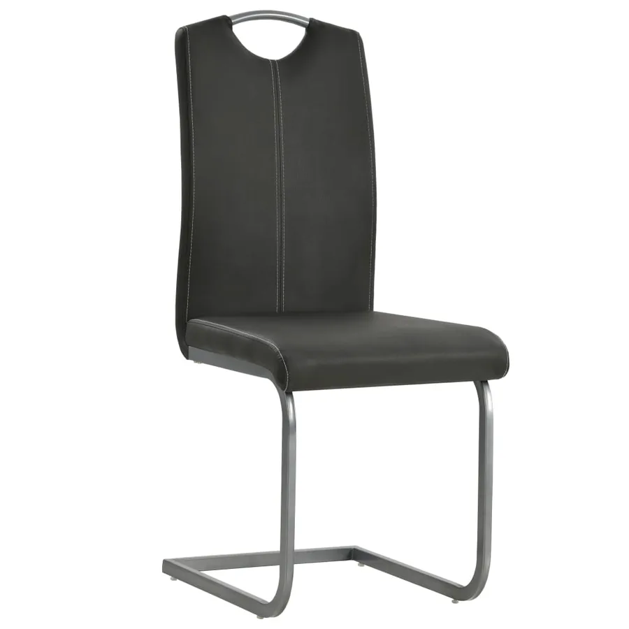 Chaises à manger cantilever lot de 4 gris similicuir - 2