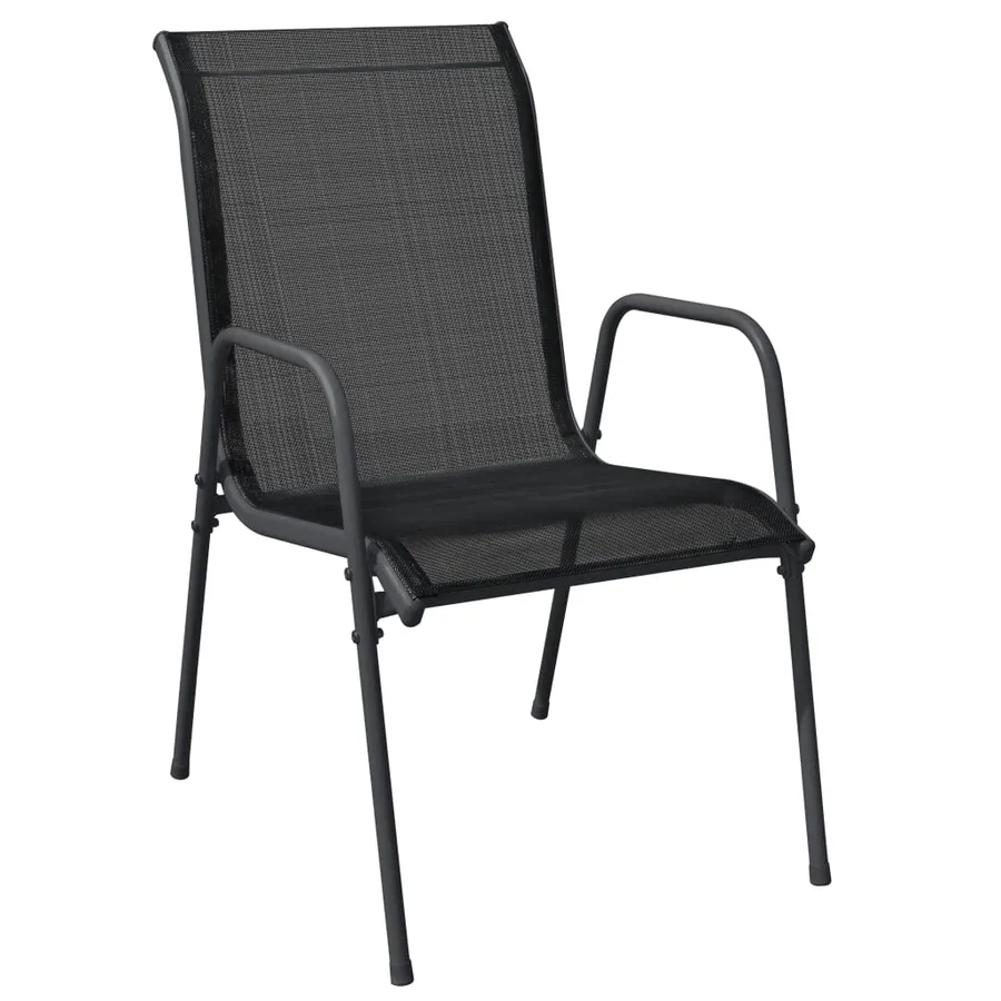 Ensemble à manger de jardin 7 pcs noir textilène et acier - 3