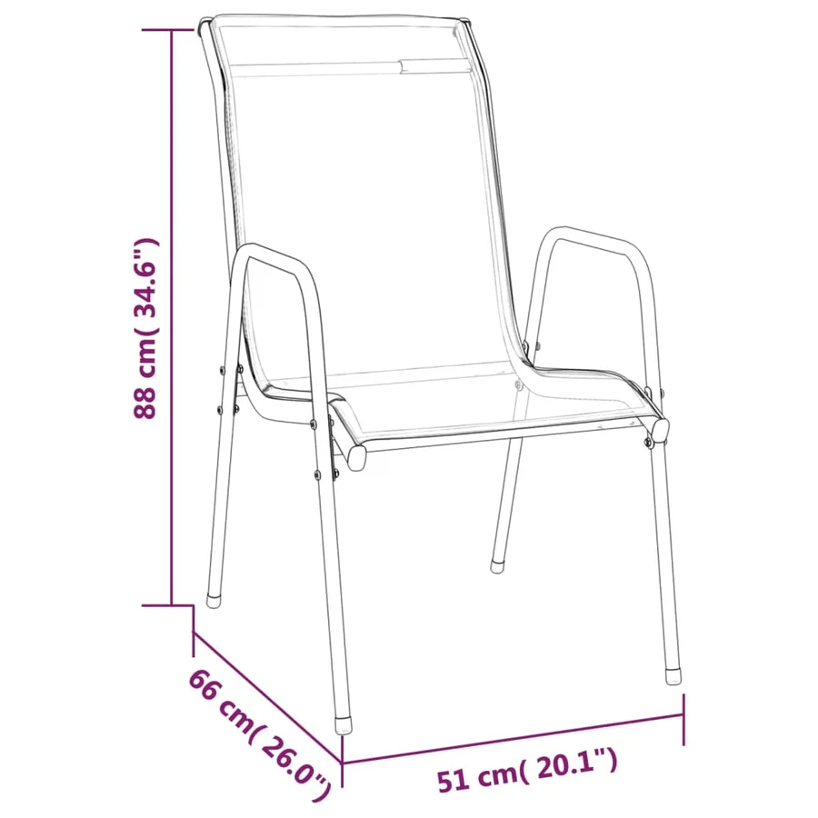 Ensemble à manger de jardin 7 pcs noir textilène et acier - 6